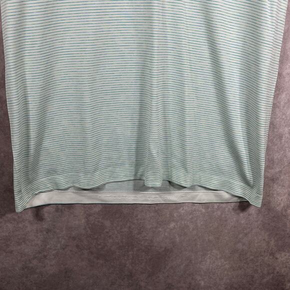 Lululemon Metal Vent Tech‎ Polo Shirt Mens Blue Green Striped Outdoor Athleisure - Picture 4 of 8